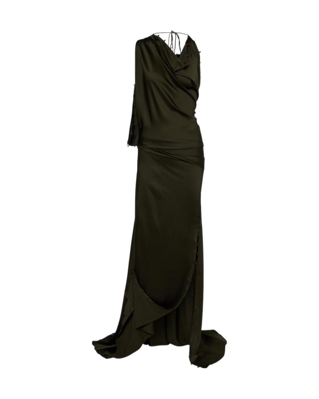 Victoria Beckham Black Draped Crêpe Satin Gown