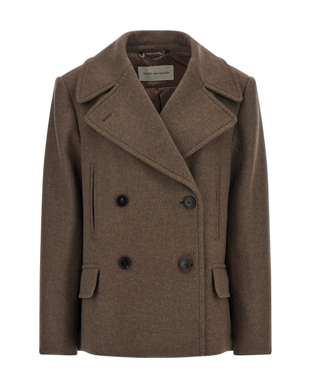 Dries Van Noten Brown Double-Breasted Coat