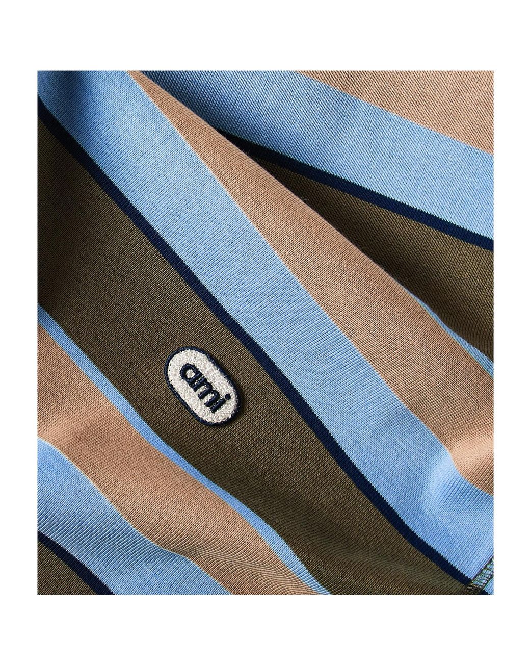AMI Blue Loose Short-Sleeve Polo Shirt for men