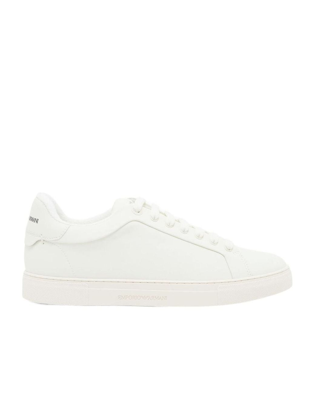 Emporio Armani White Logo-Detail Leather Sneakers for men