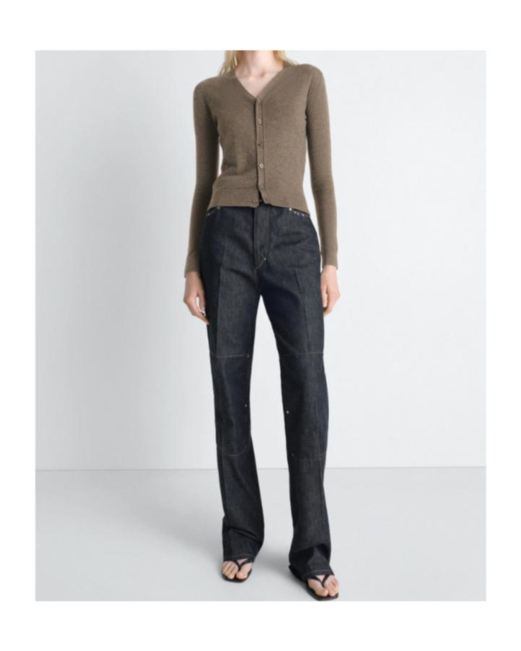 Lemaire Brown Buttoned V-Neck Cardigan