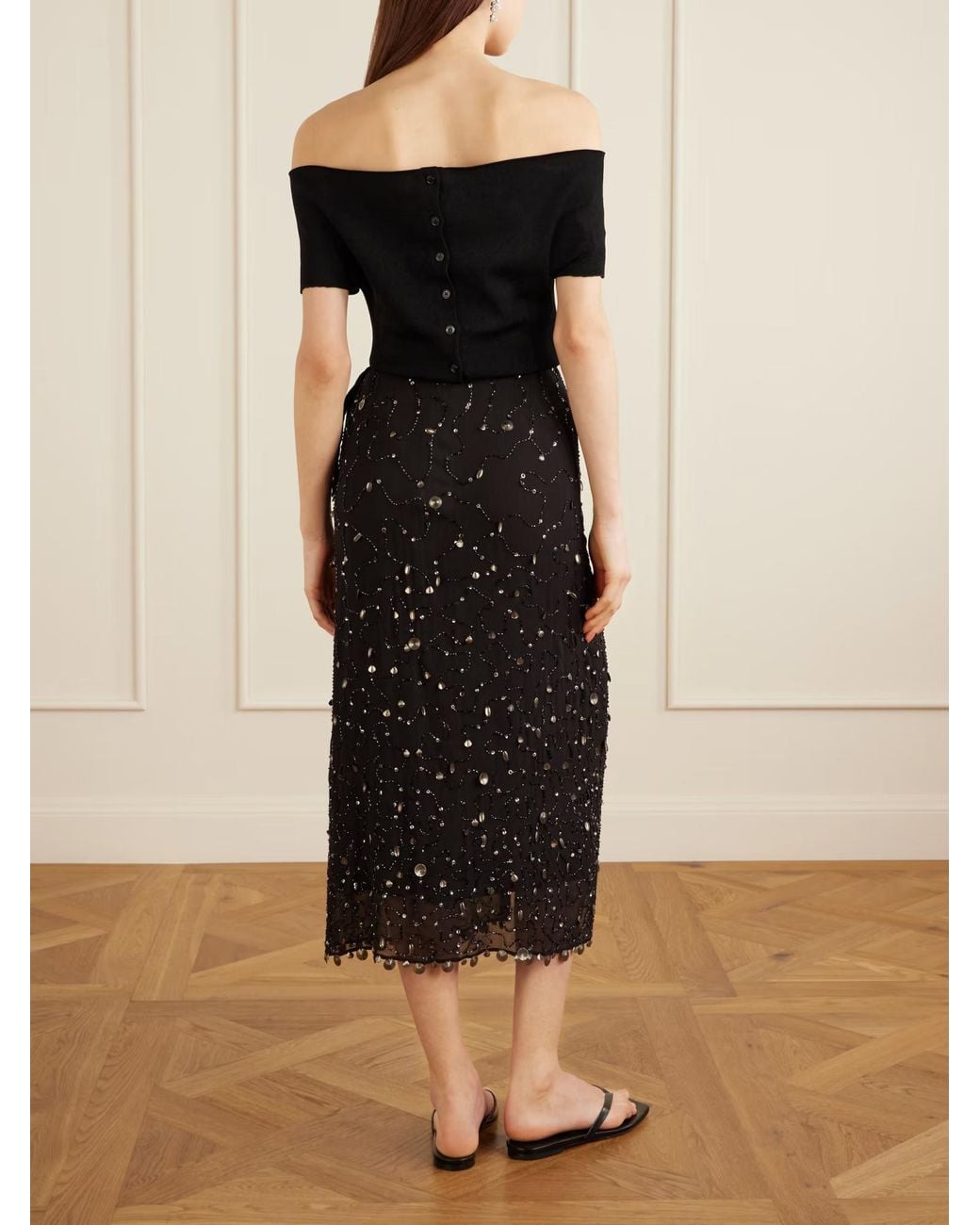 Staud Black Mer Embellished Wrap Skirt