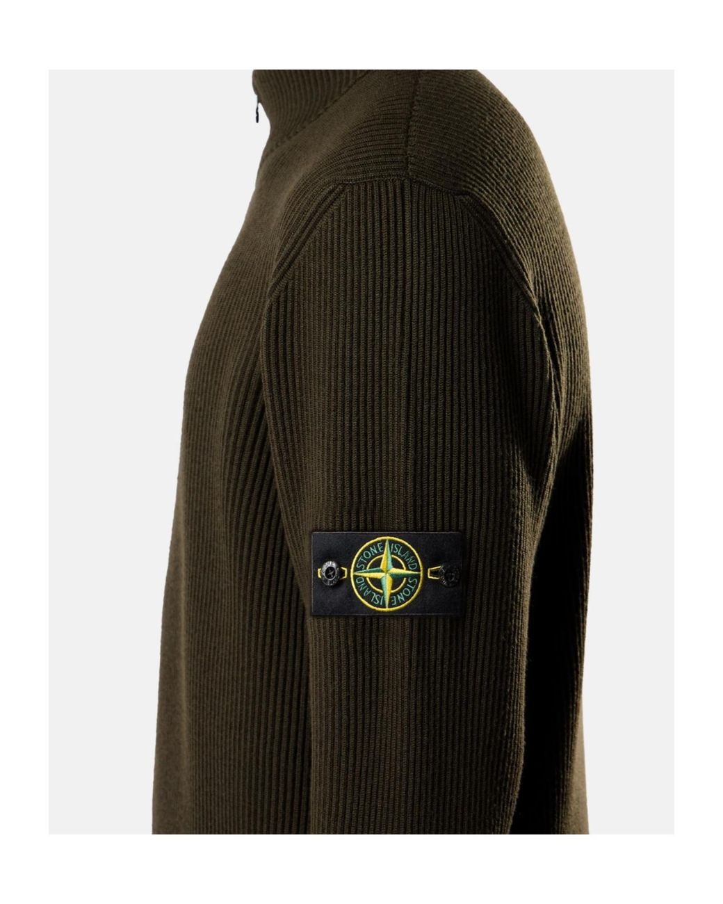 Stone Island Black Logo Patch Zip-Up Cardigan for men