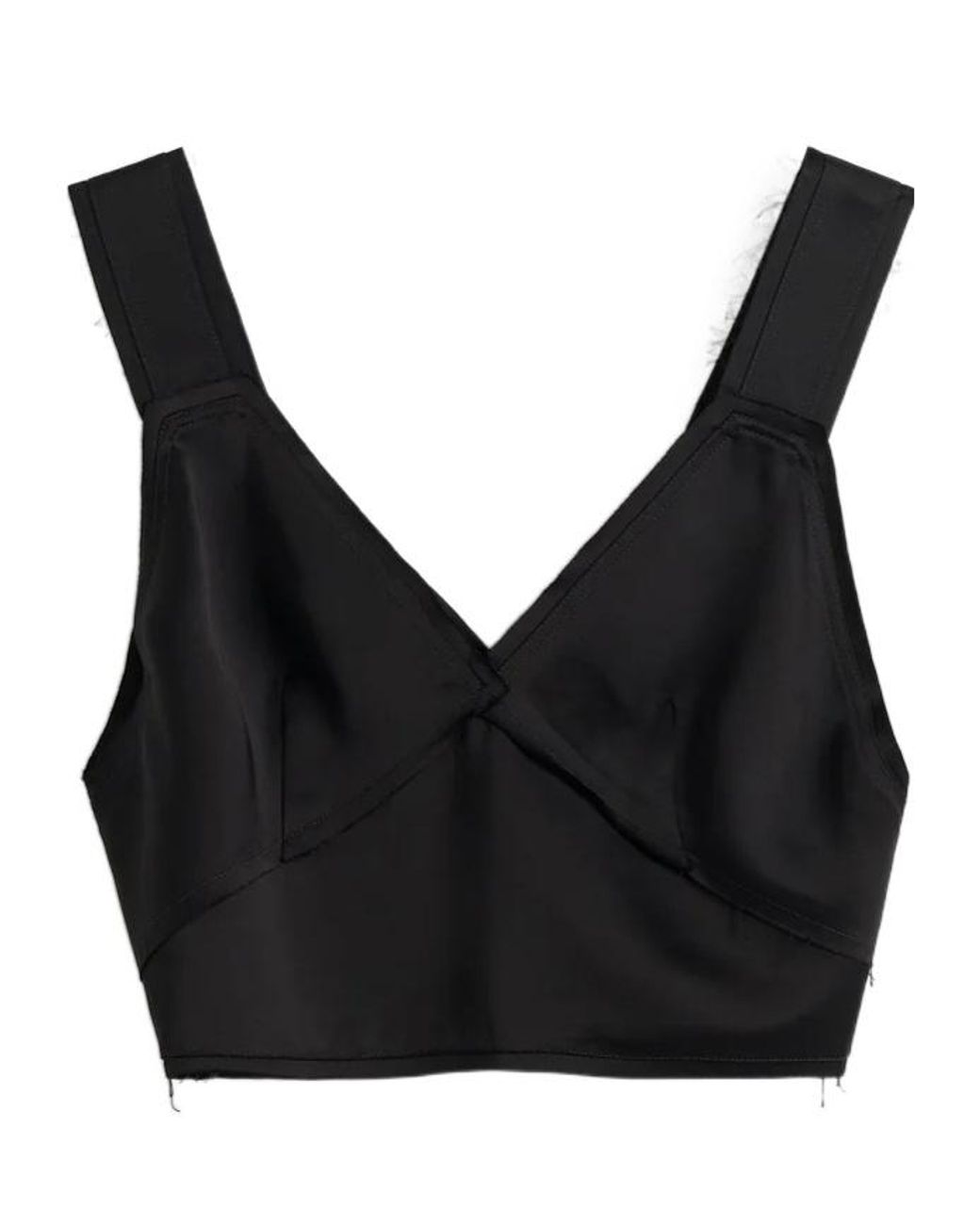 Totême Black Totême V-Neck Cropped Satin Top