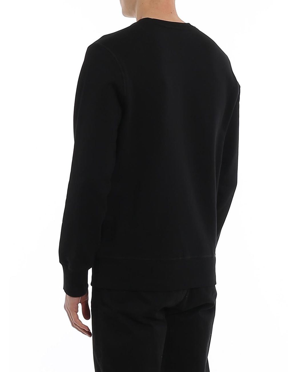 McQueen Black Round Collar Long Sleeve Sweater for men