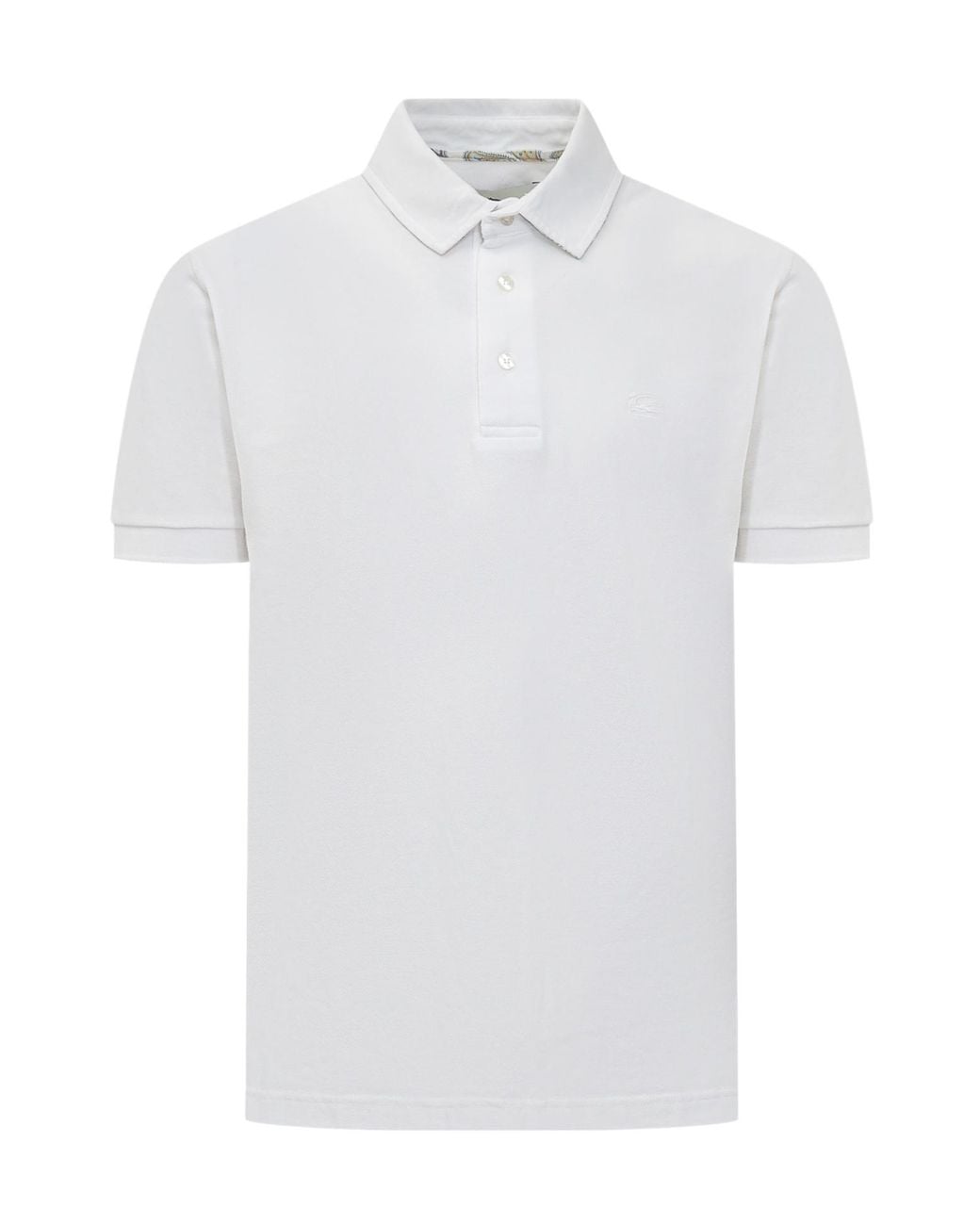 Etro White Logo Embroidered Straight Hem Polo Shirt for men