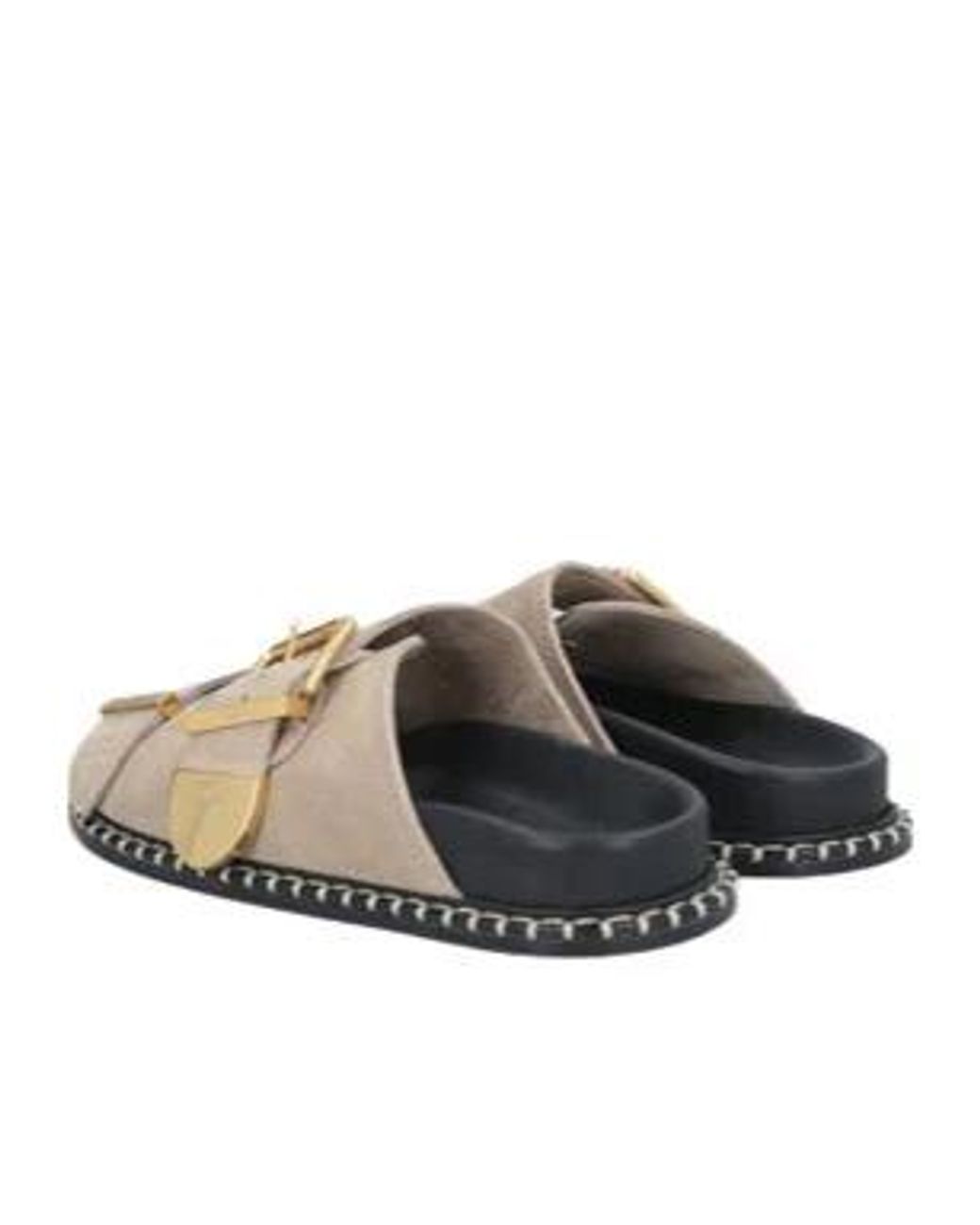 Chloé Black Round-Toe Buckle-Strap Flat Sandals