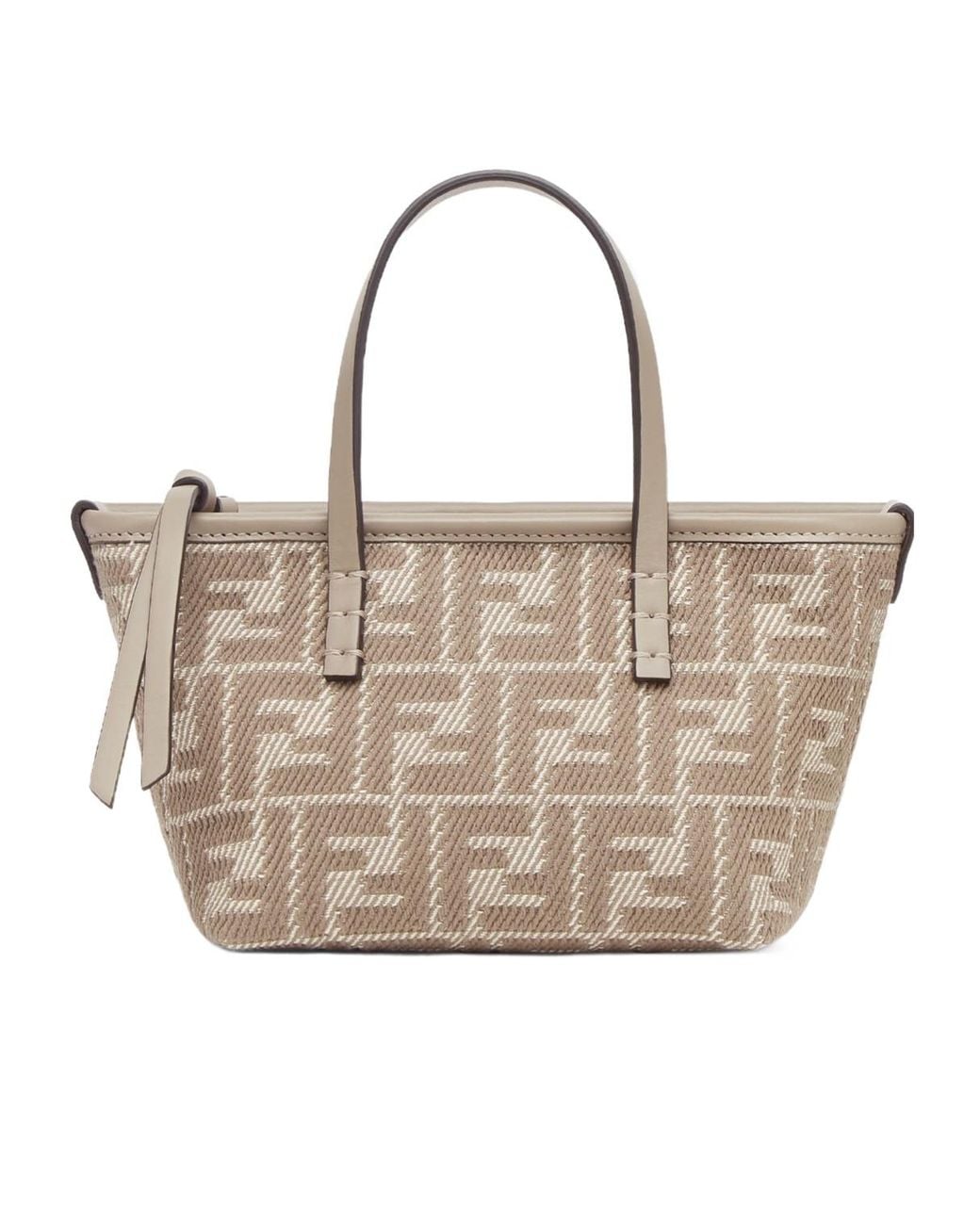 Fendi Natural Roll Ff Jacquard Mini Tote Bag