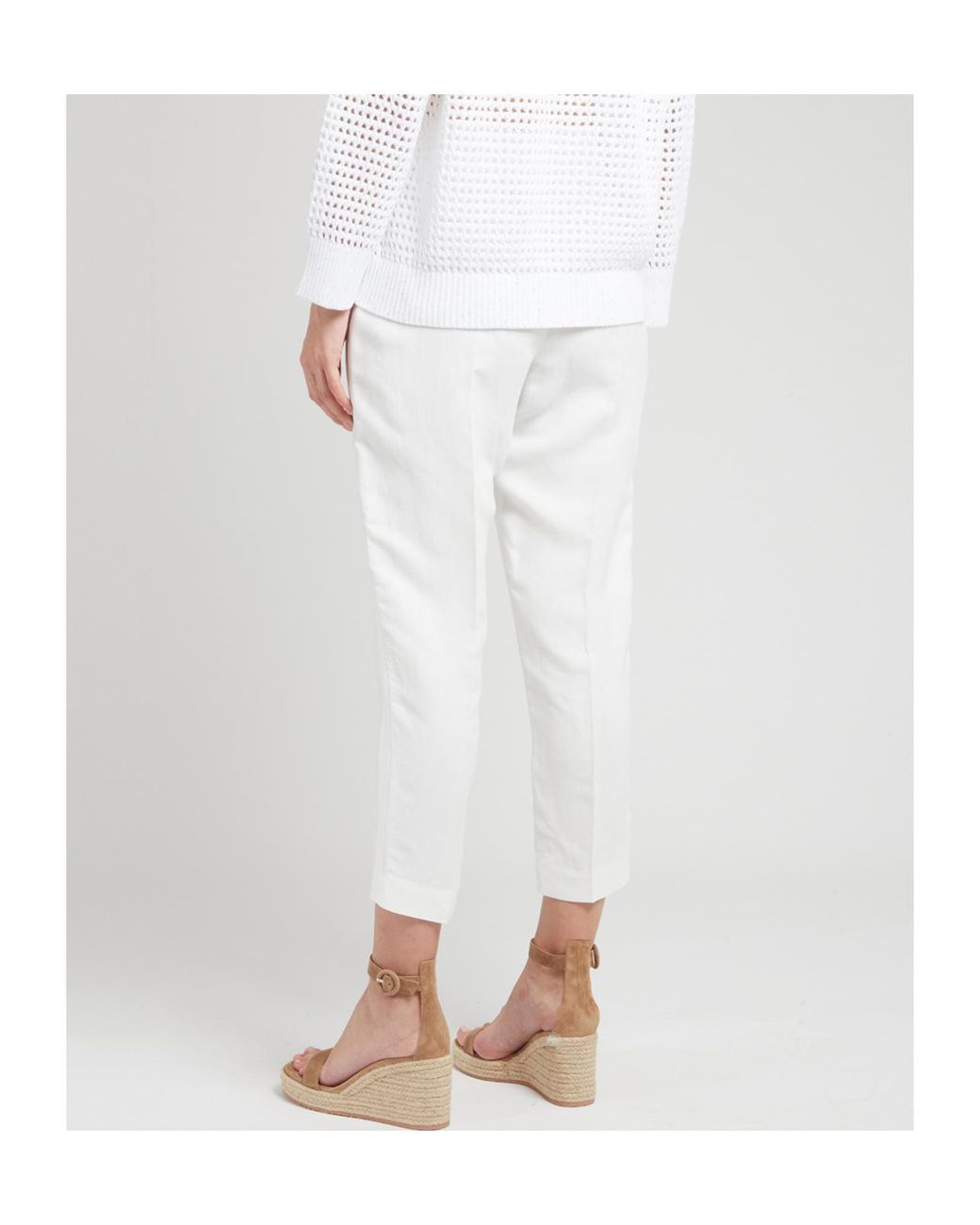Brunello Cucinelli White Pleated Trousers