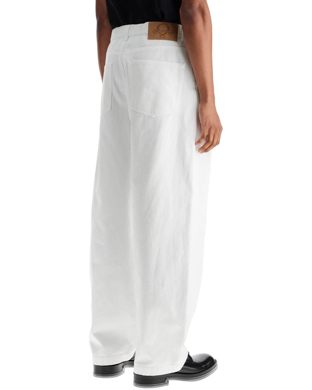 Moschino White Logo Patch Wide-Leg Pants for men
