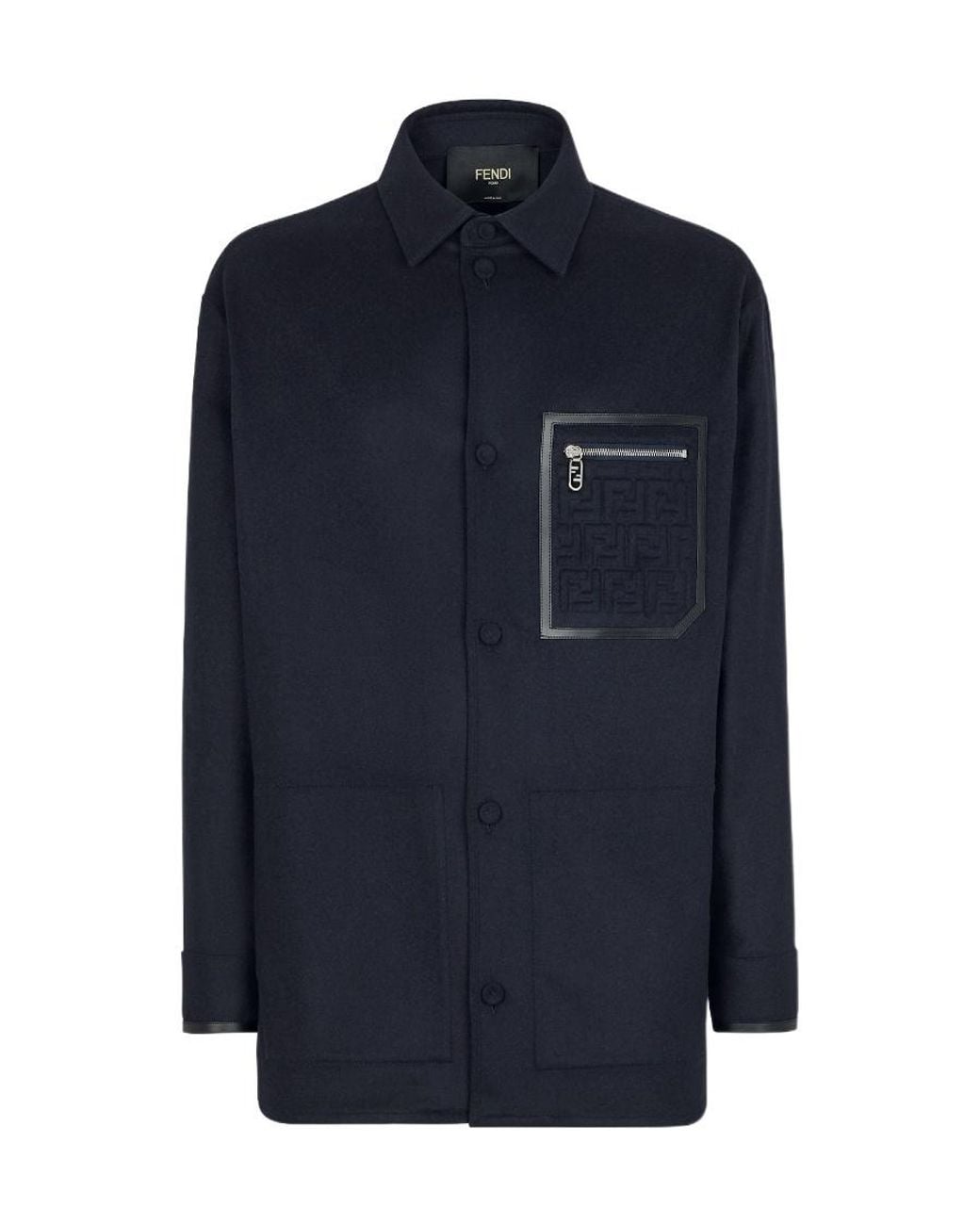 Fendi Blue Logo Embossed Go-To Jacket for men