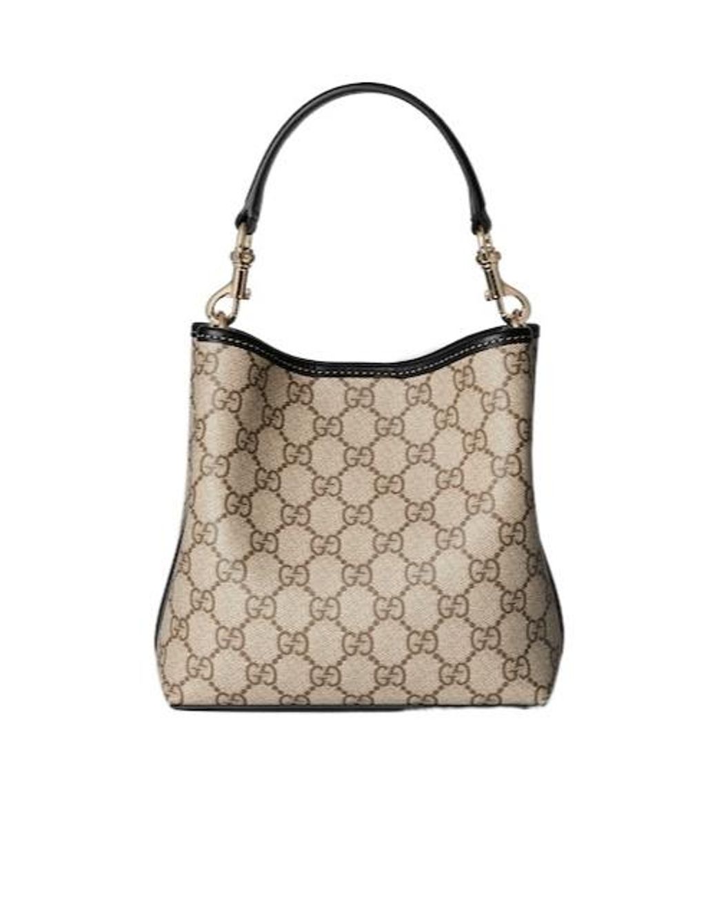 Gucci Natural Gg Emblem Small Bucket Bag