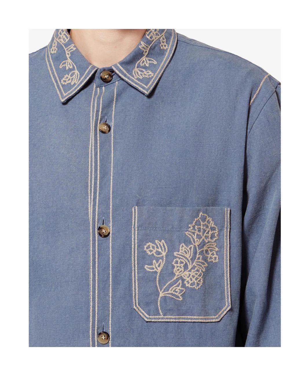 Isabel Marant Blue Rudy Embroidered Overshirt for men
