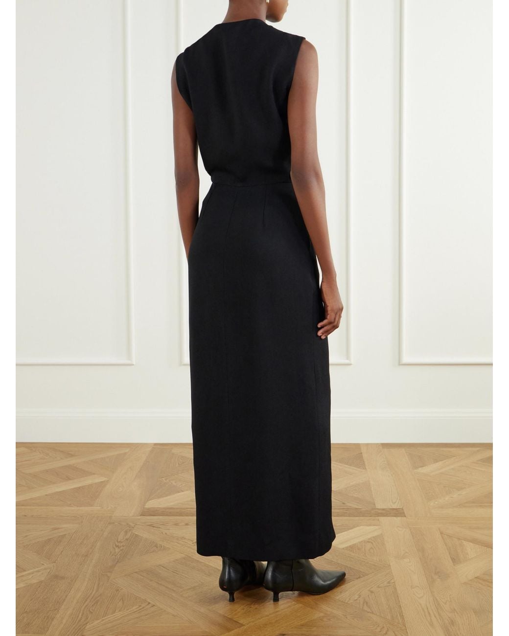 Blazé Milano Black Luna Friesian Button-Down Maxi Dress