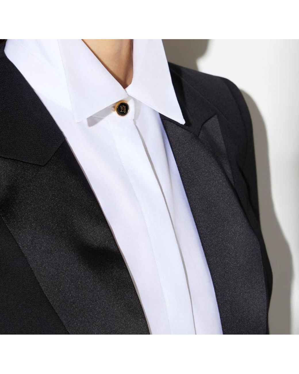 Elisabetta Franchi Blue Cropped Tuxedo Blazer