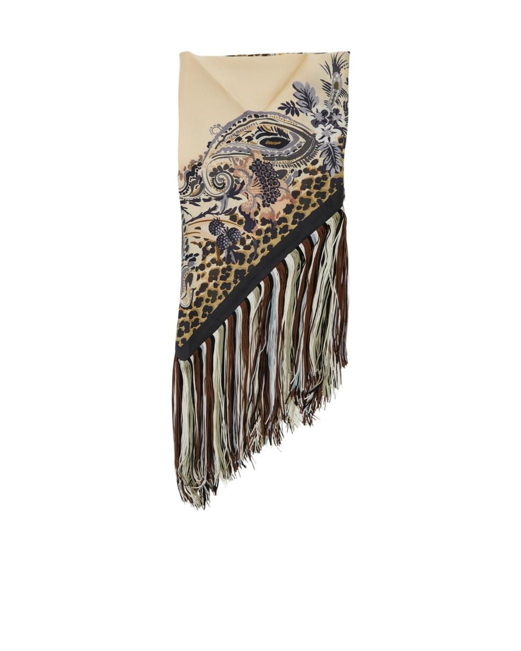Etro White Printed Fringed Scarf
