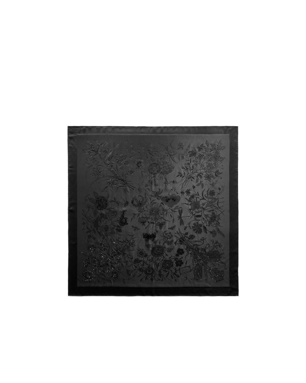 Gucci Black Flora Square Scarf