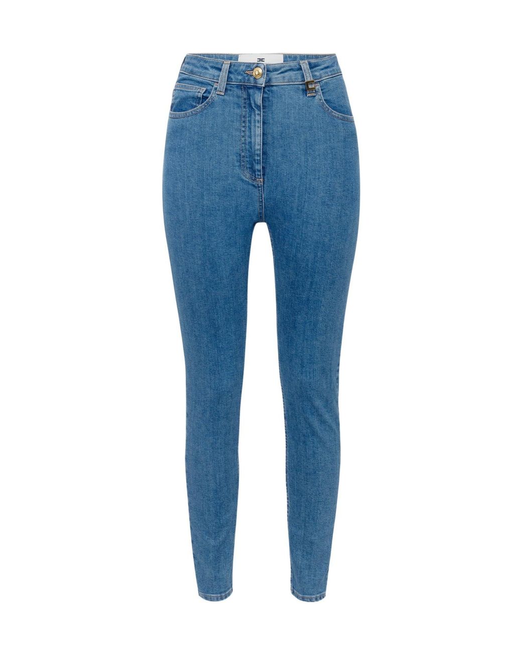 Elisabetta Franchi Blue Logo-Plaque Jeans