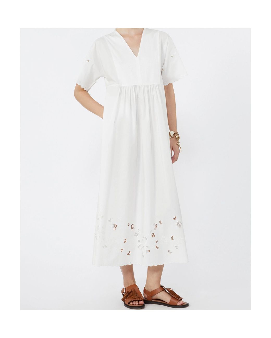 Weekend by Maxmara White Embroidered V-Neck Dress