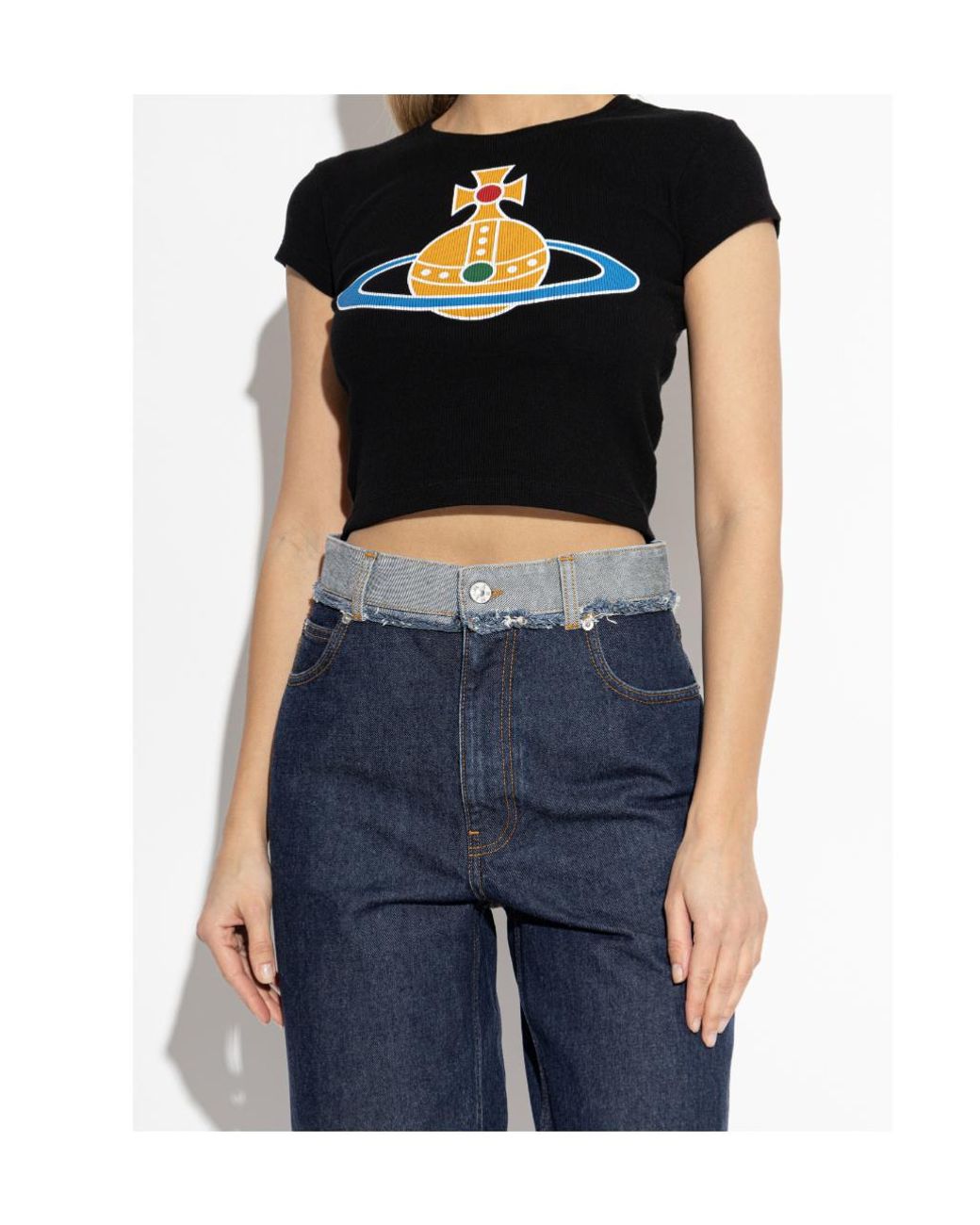 Vivienne Westwood Black Logo Printed Ribbed T-Shirt
