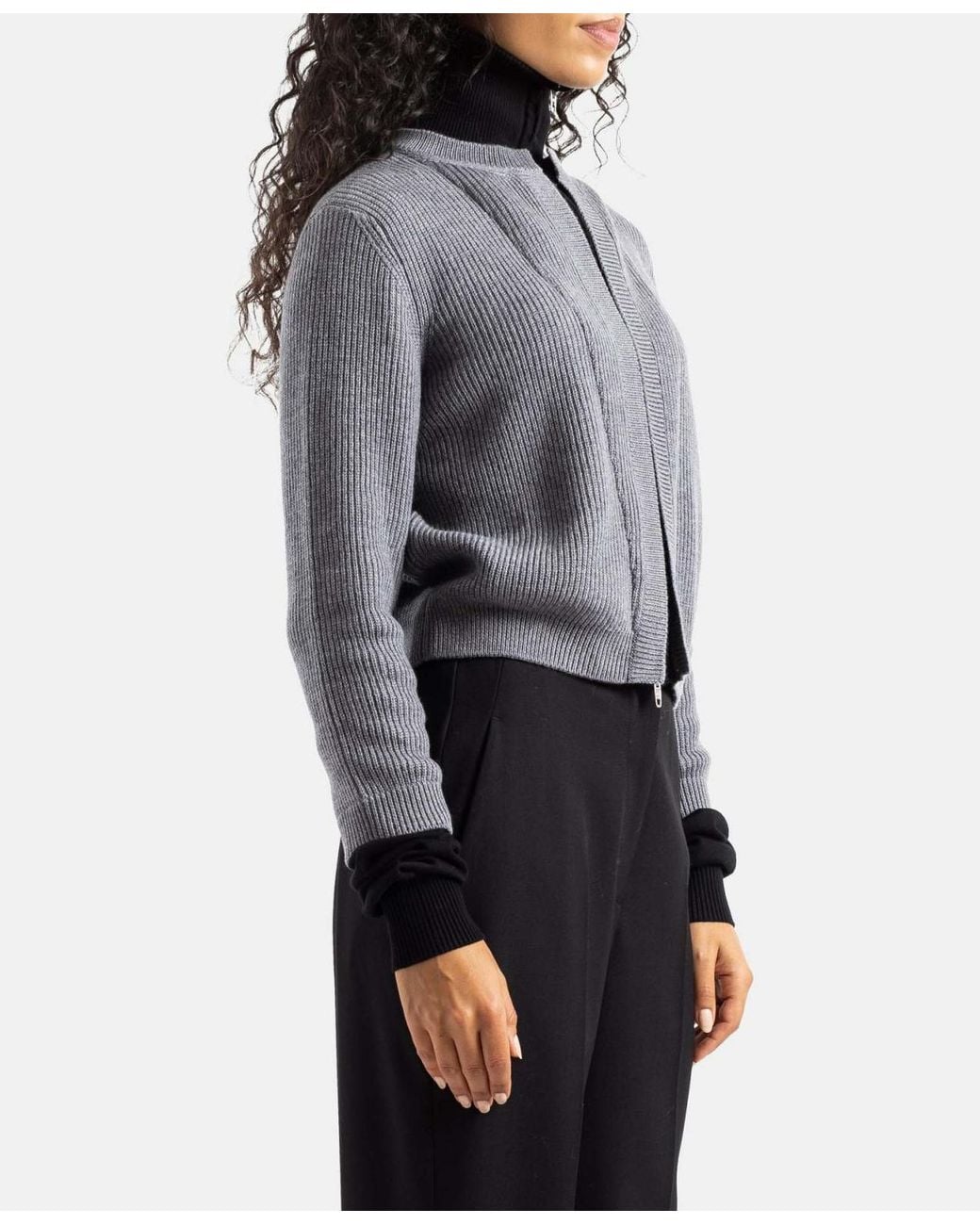 Balenciaga Gray Zip-Up Cardigan