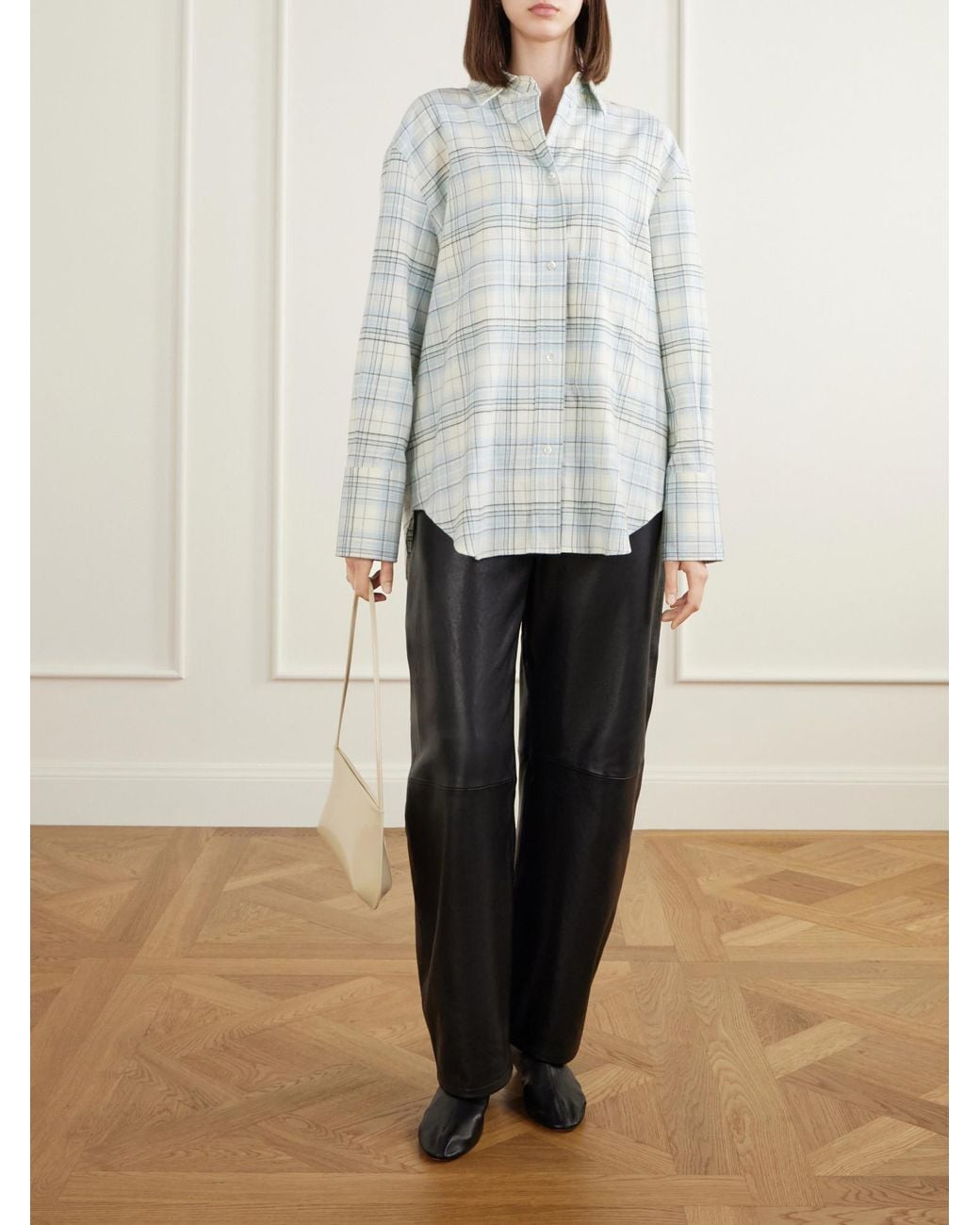 Rohe White Checked Cotton-Flannel Shirt