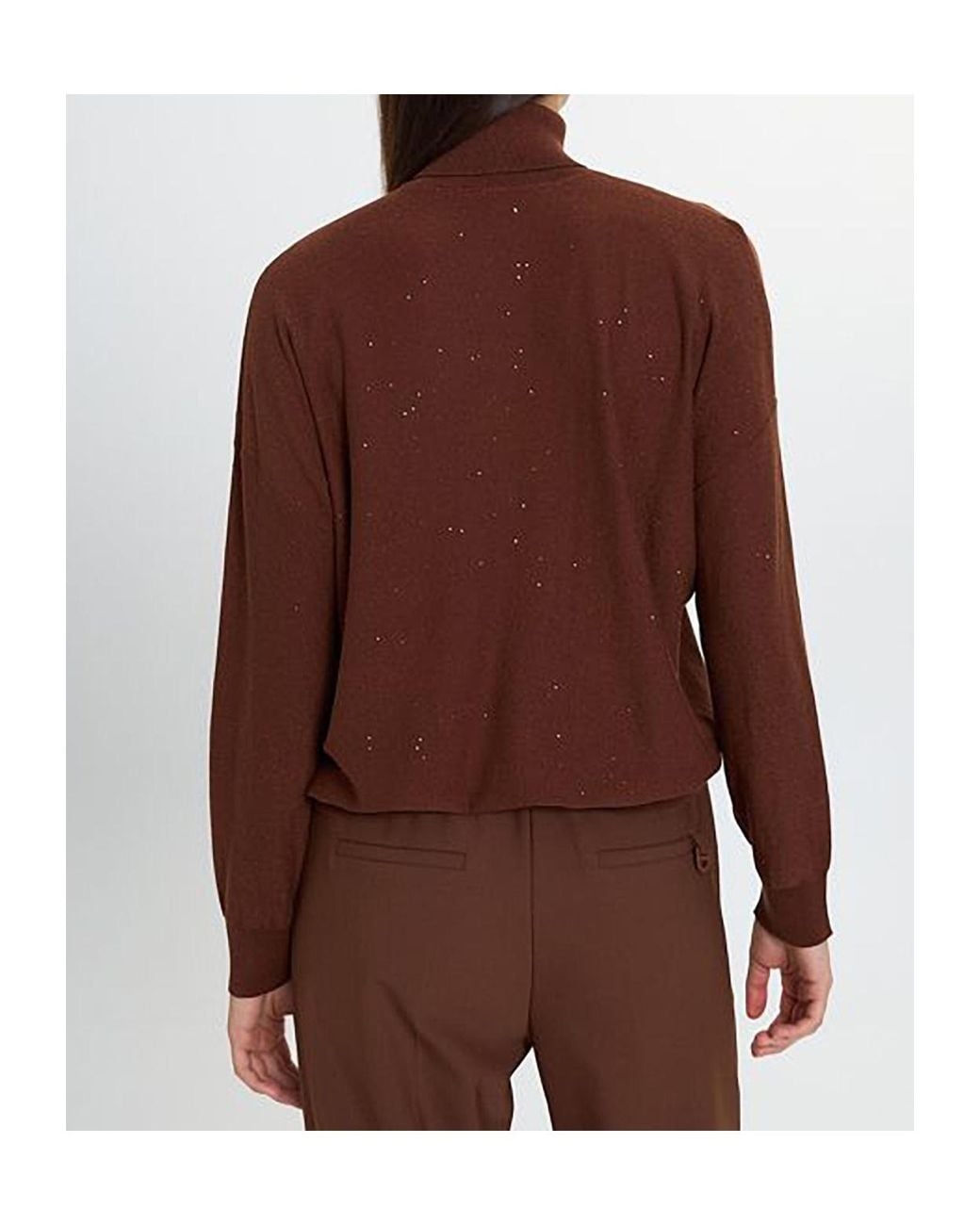 Marella Brown Sequin High-Neck Sweater
