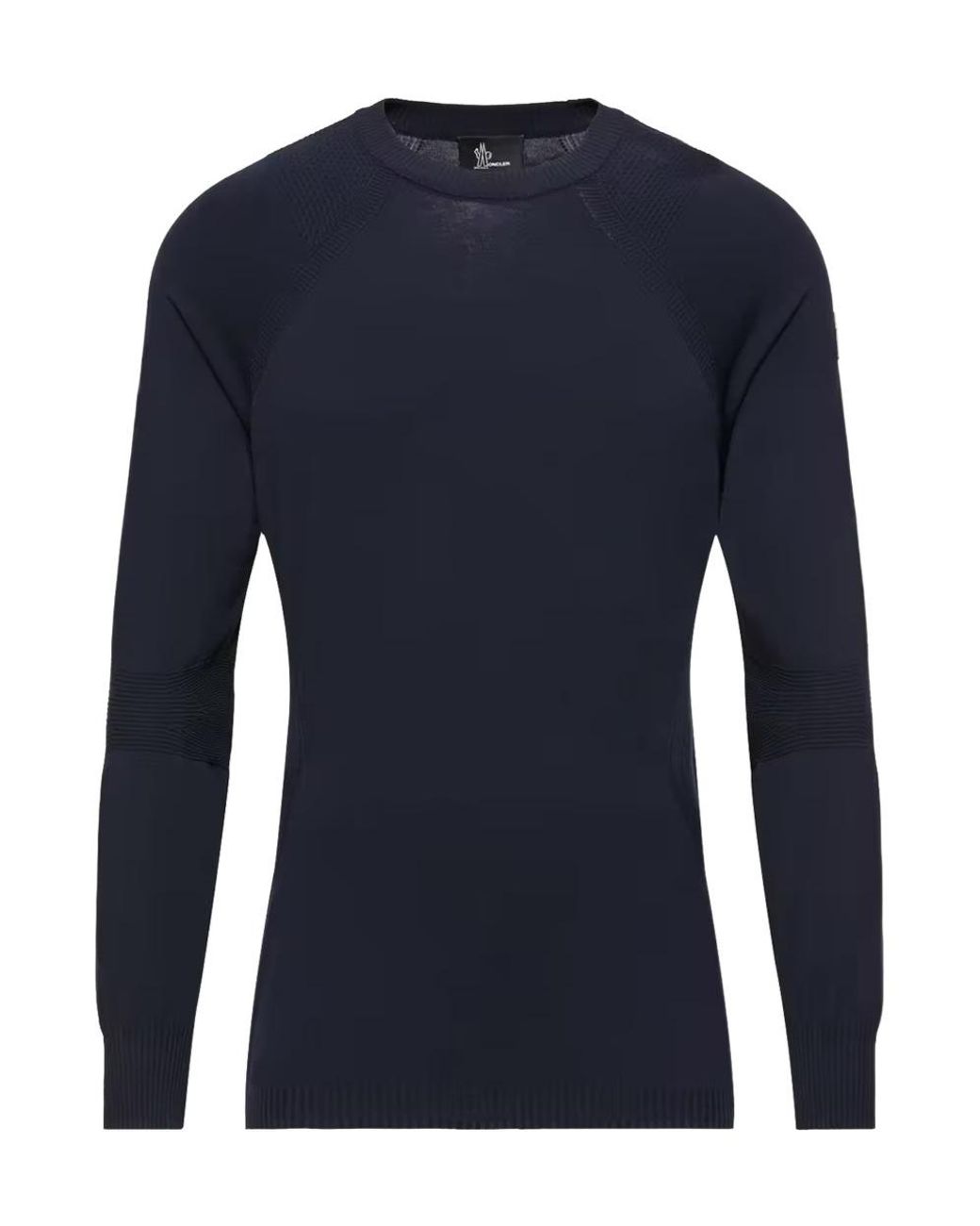 Moncler Blue Grenoble Ribbed Crewneck Knitted Jumper for men