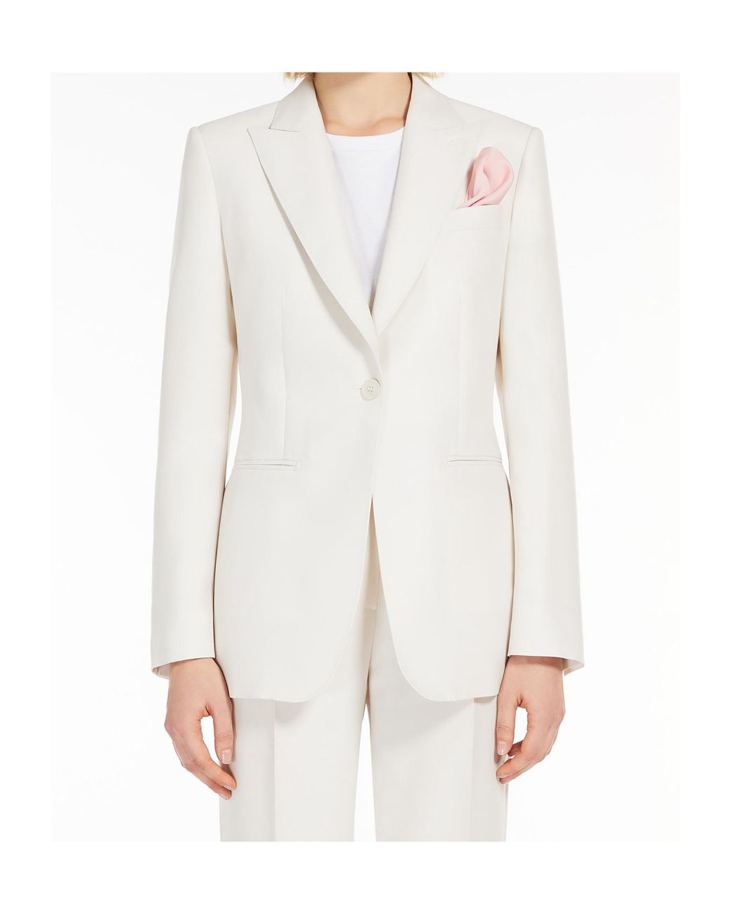 Max Mara White Single-Breasted Long-Sleeved Blazer