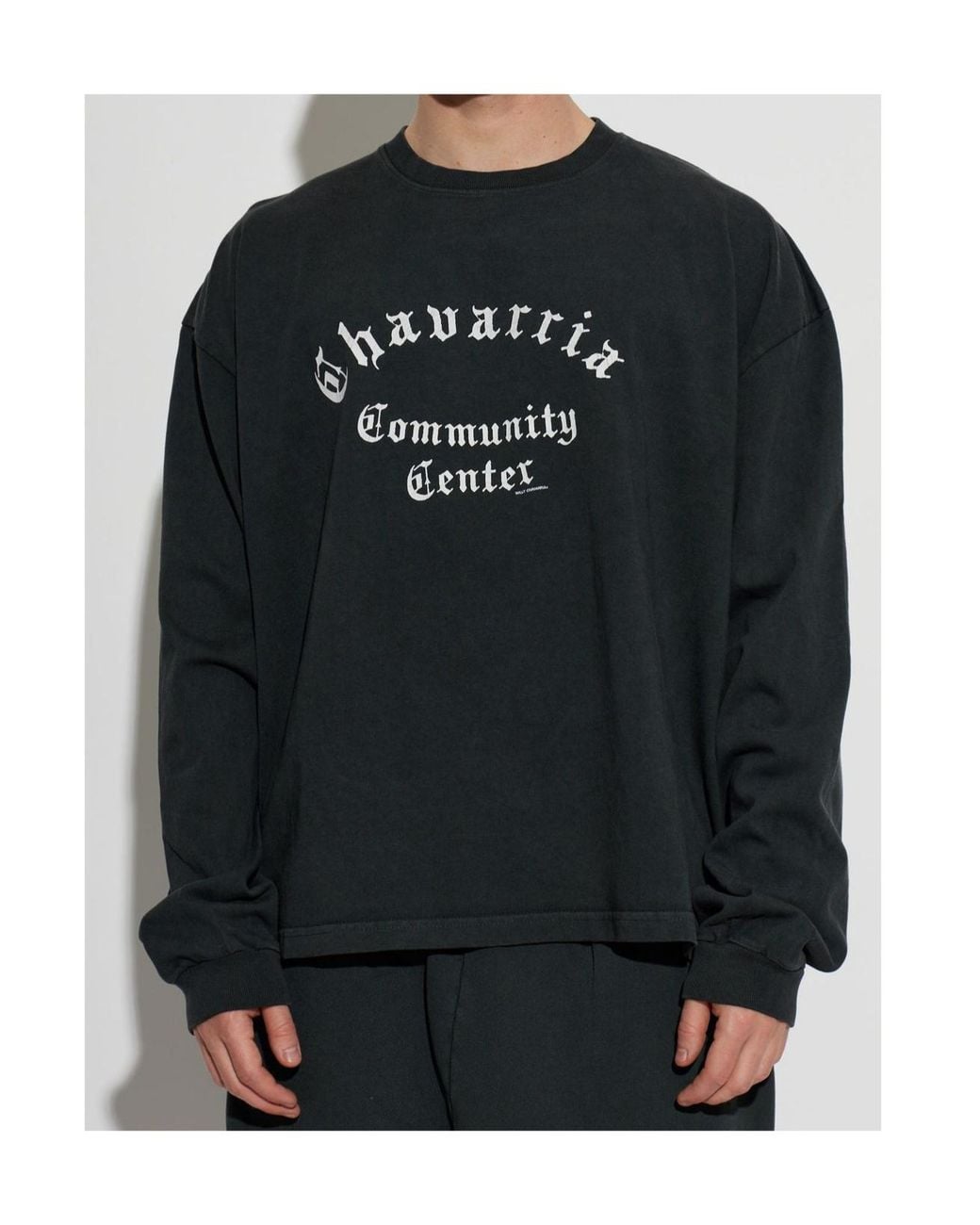 Willy Chavarria Black Community Center Long-Sleeved Buffalo T-Shirt for men