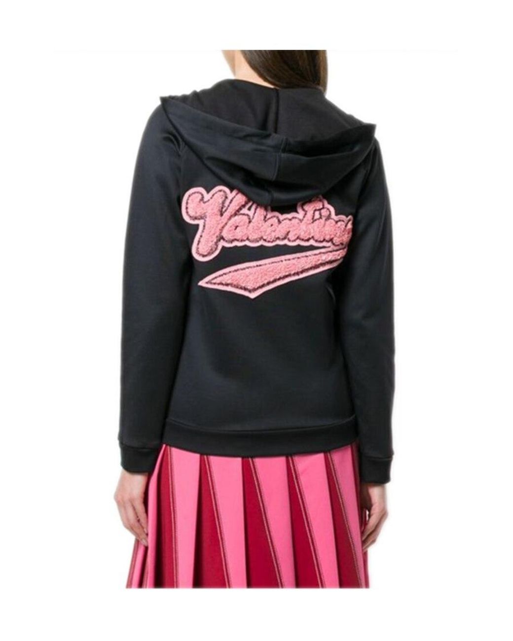 Valentino Black Zipper Hooded Casual Jacket for men