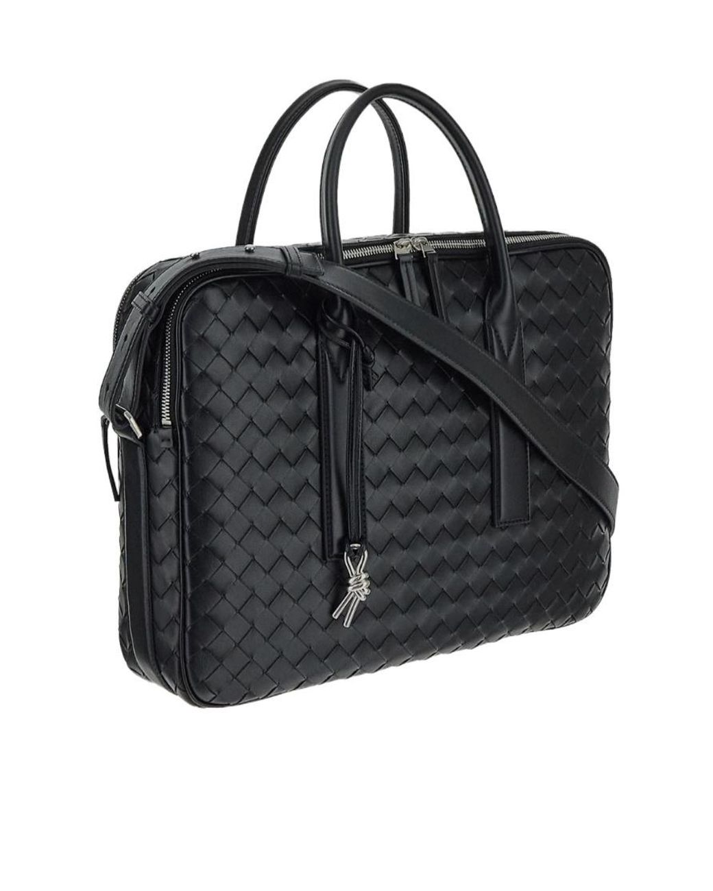 Bottega Veneta Black Intrecciato Zipped Travel Bag for men