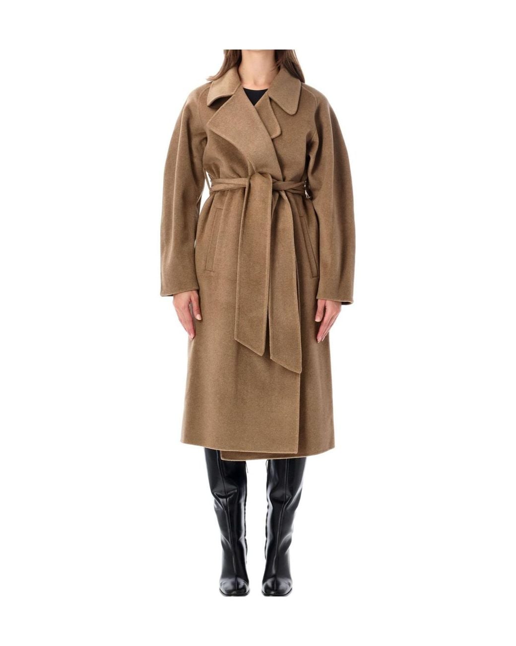 Soeur Brown Harvard Belted Wrap Coat