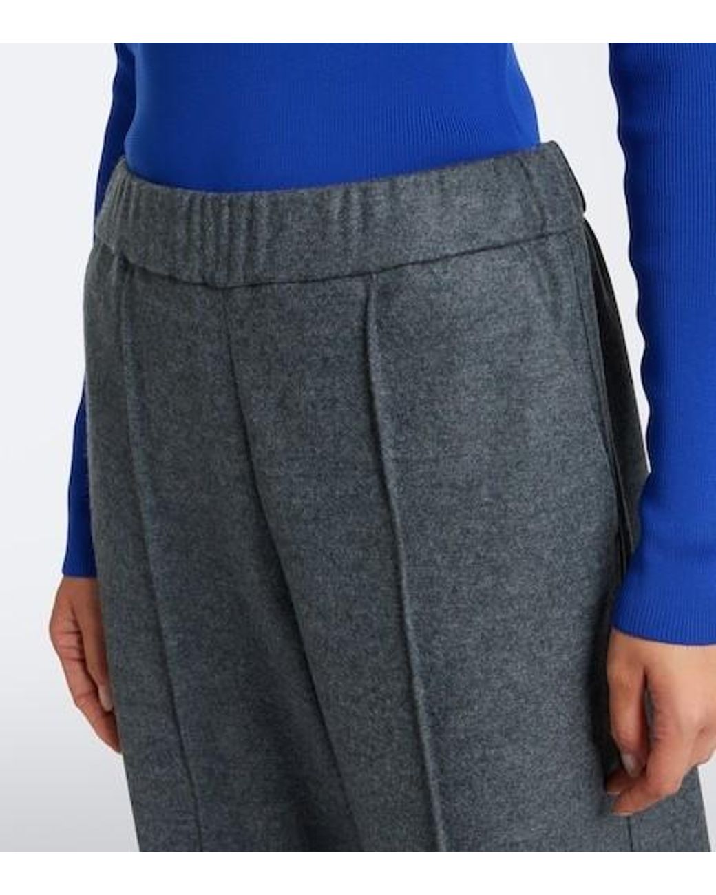 Jil Sander Gray Wool Wide-Leg Pants