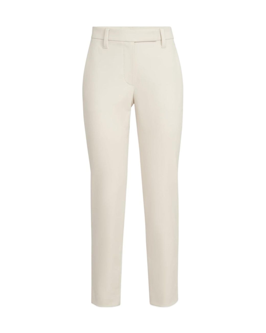 Brunello Cucinelli White Stretch Cotton Cover Slim Fit Trousers