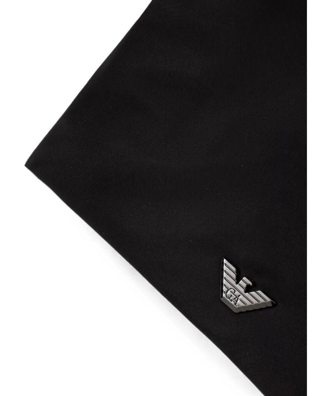 Emporio Armani Black Logo-Plaque Messenger Bag for men
