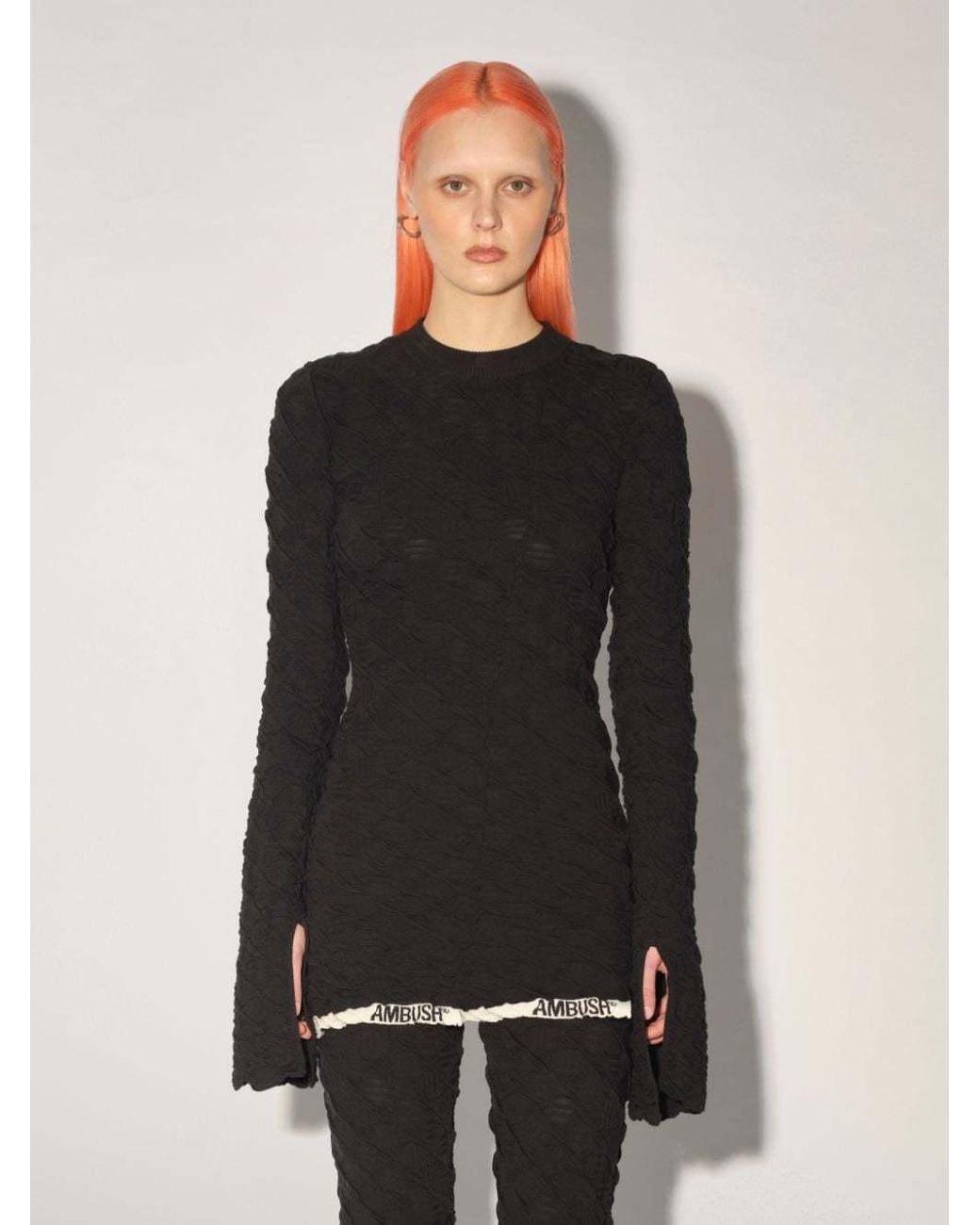 Ambush Black Logo-Print Crewneck Knit Top