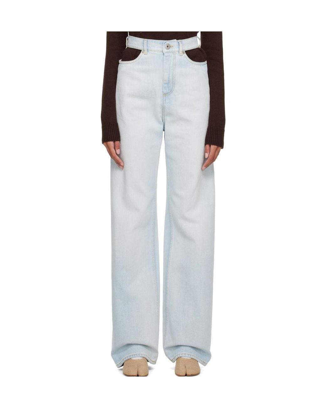 Maison Margiela Blue High-Waisted Wide-Leg Jeans