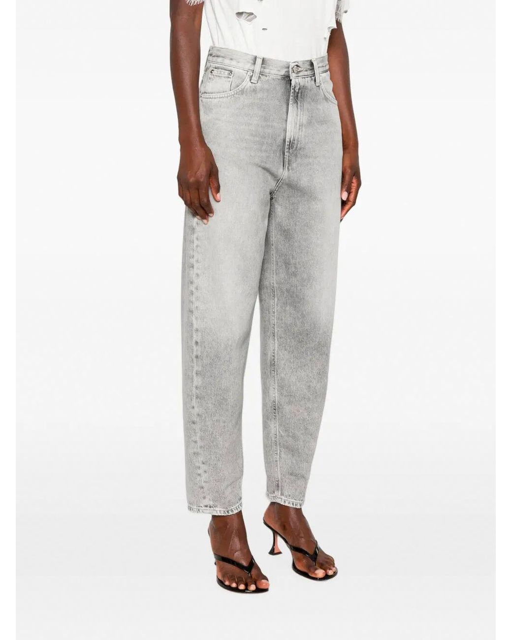 Dondup Gray Bessie Logo Patch Jeans