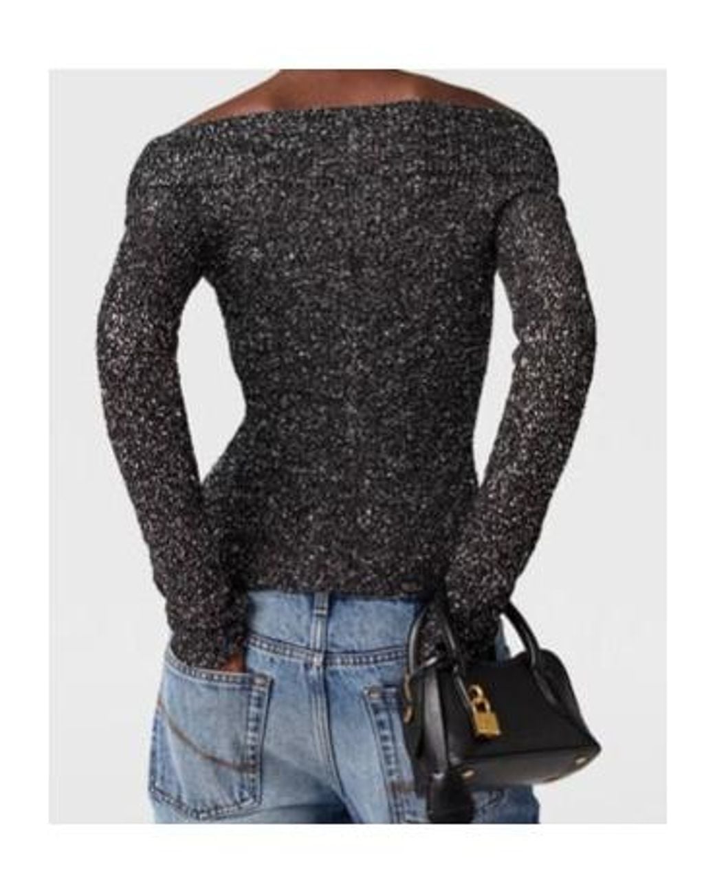Stella McCartney Black Sequin Off-Shoulder Jumper