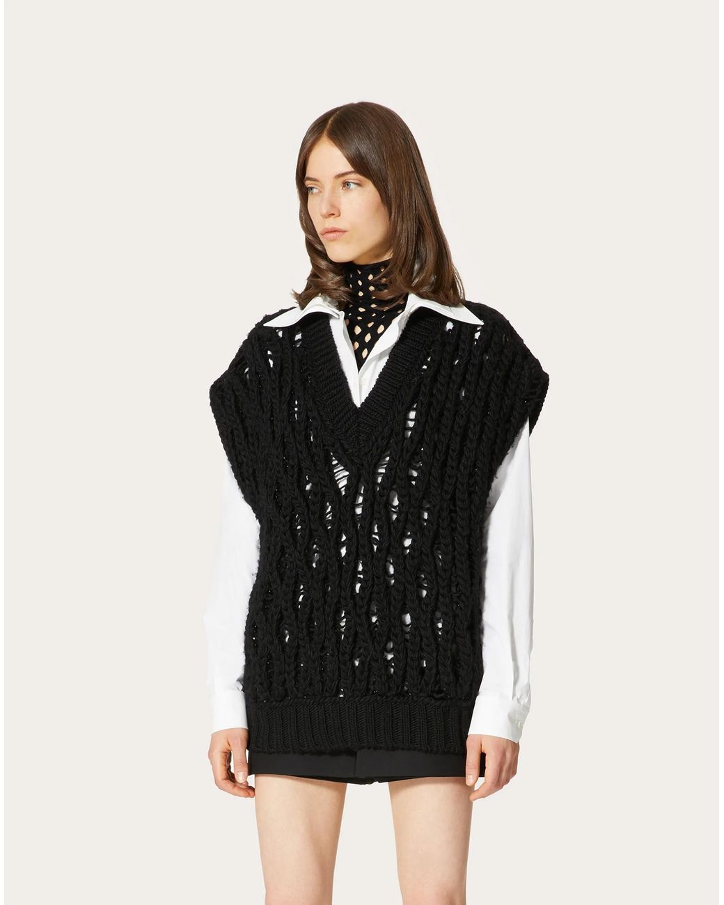 Valentino Black Knitted Pattern Pullover