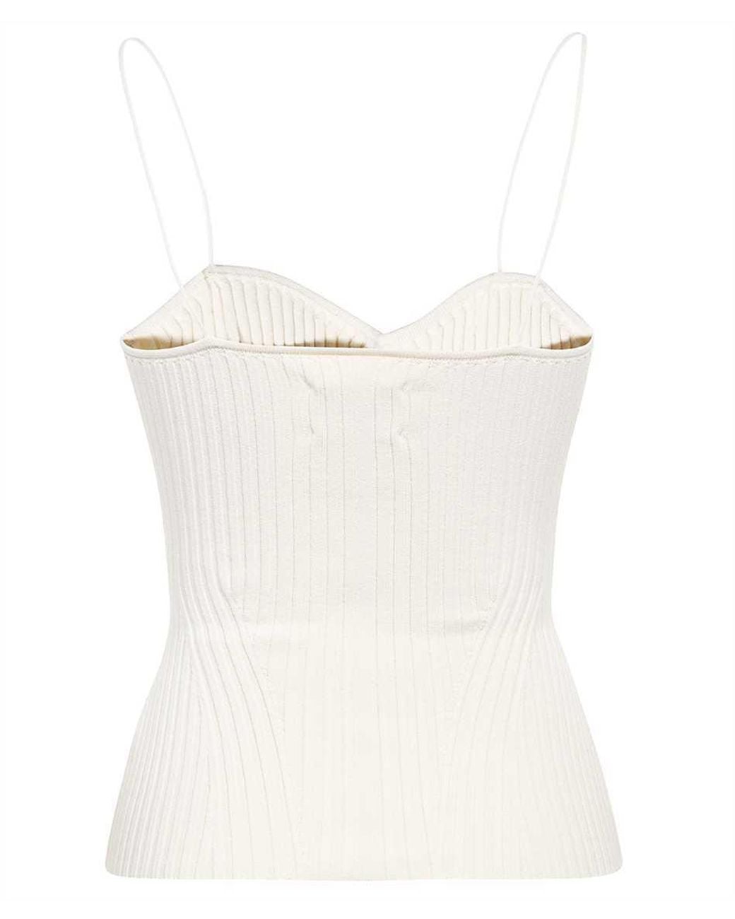 Khaite White The Ziggy Knitted Top