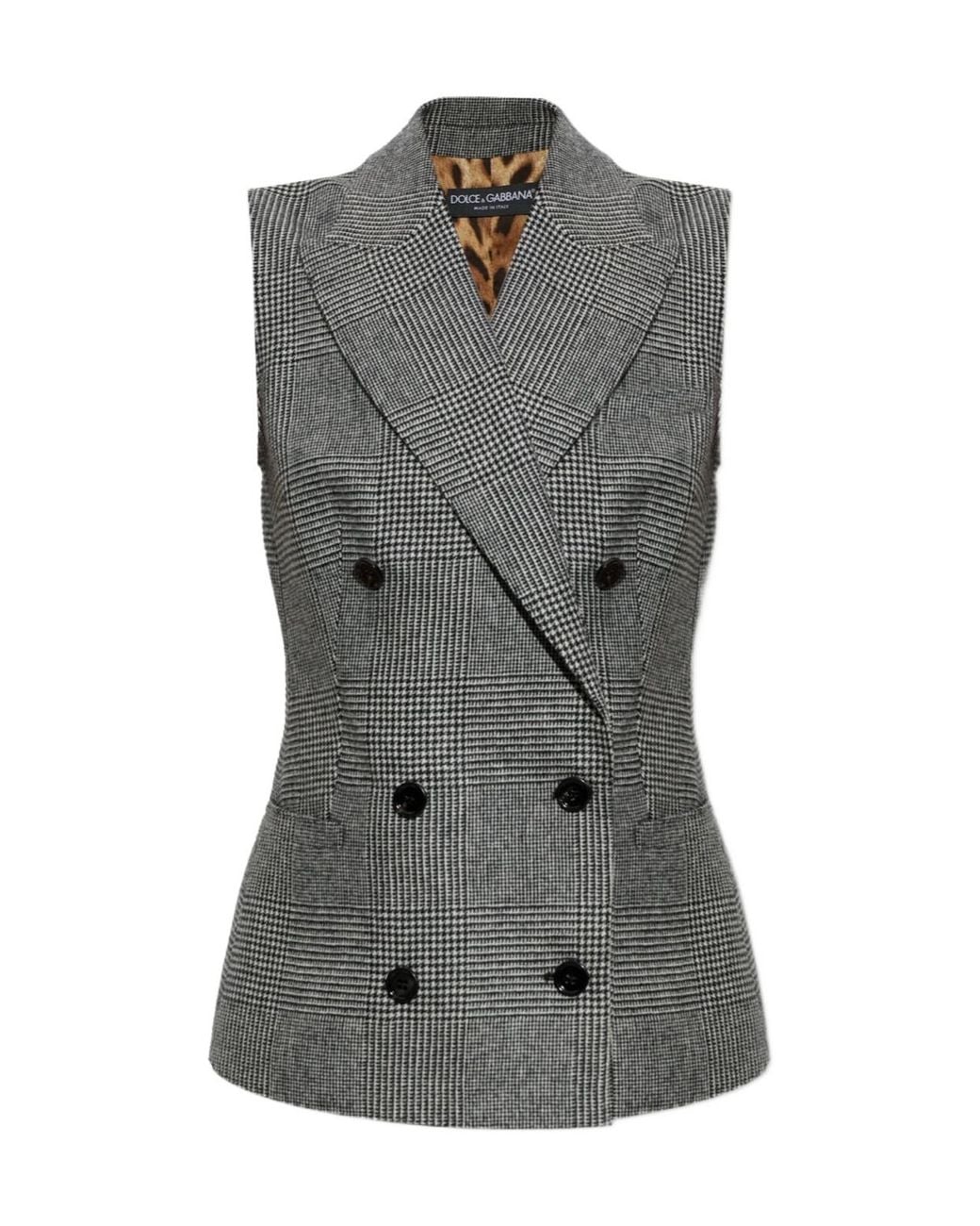 Dolce & Gabbana Gray Leopard Printed Waistcoat
