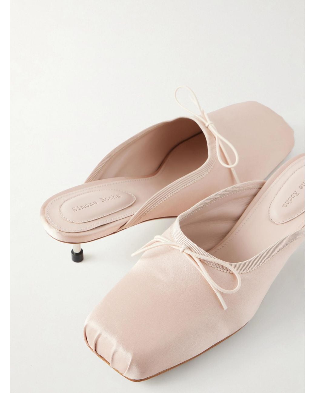 Simone Rocha Pink Pointe Bow-Detailed Satin Pumps