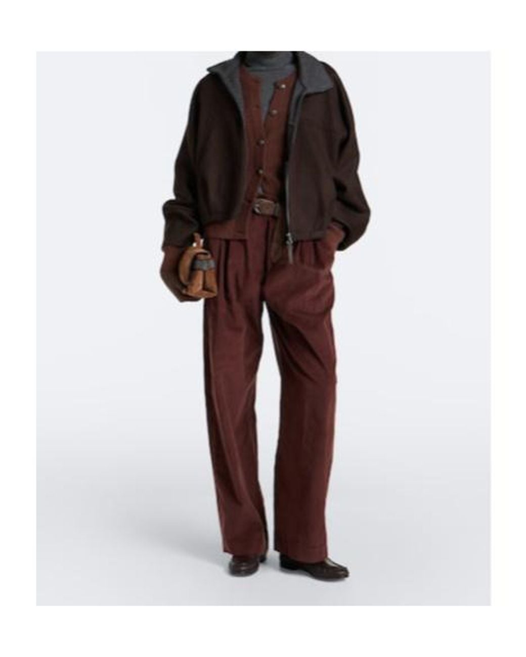 Brunello Cucinelli Red Monili Corduroy Wide-Leg Pants