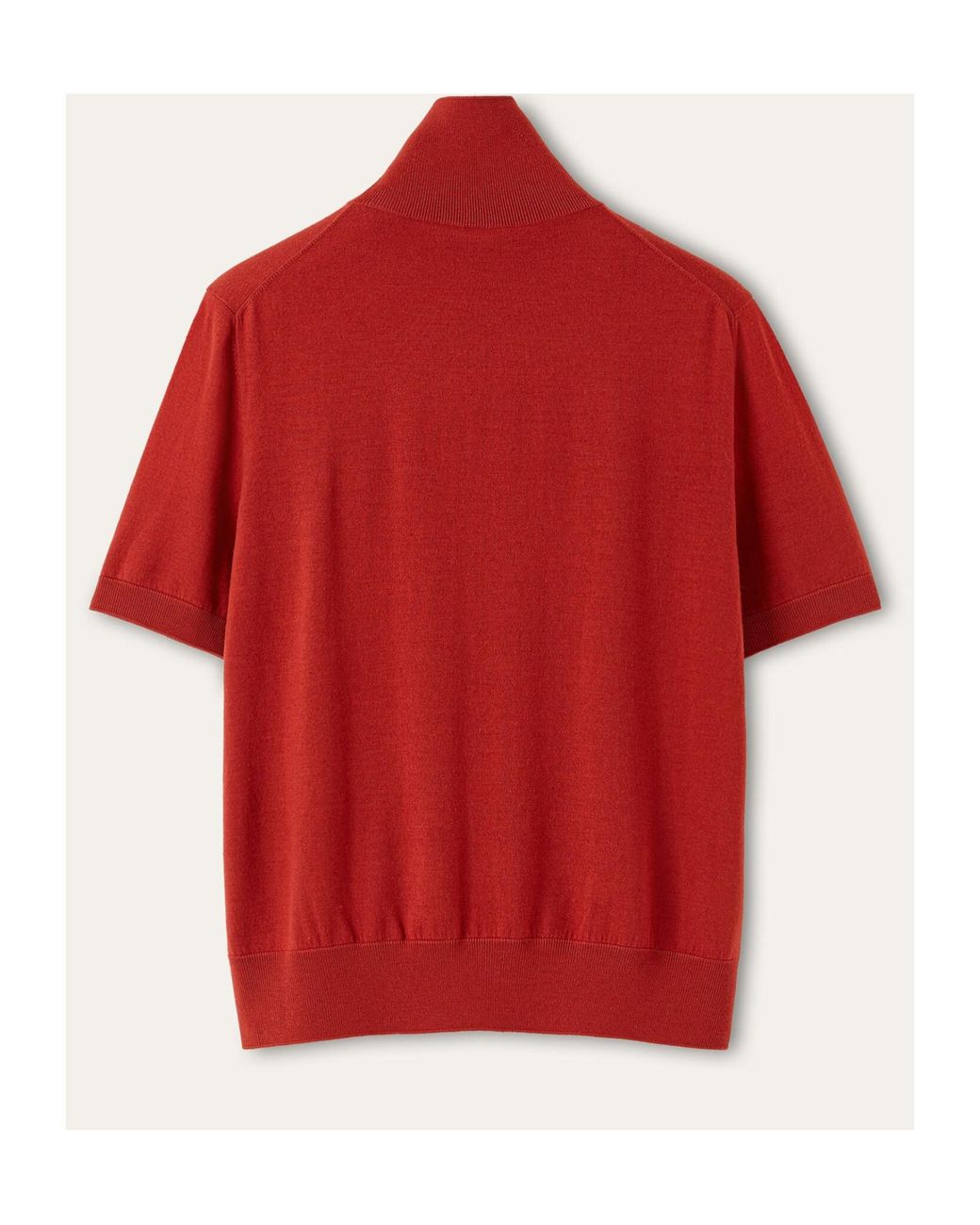 Loro Piana Red Short-Sleeved Turtleneck Sweater