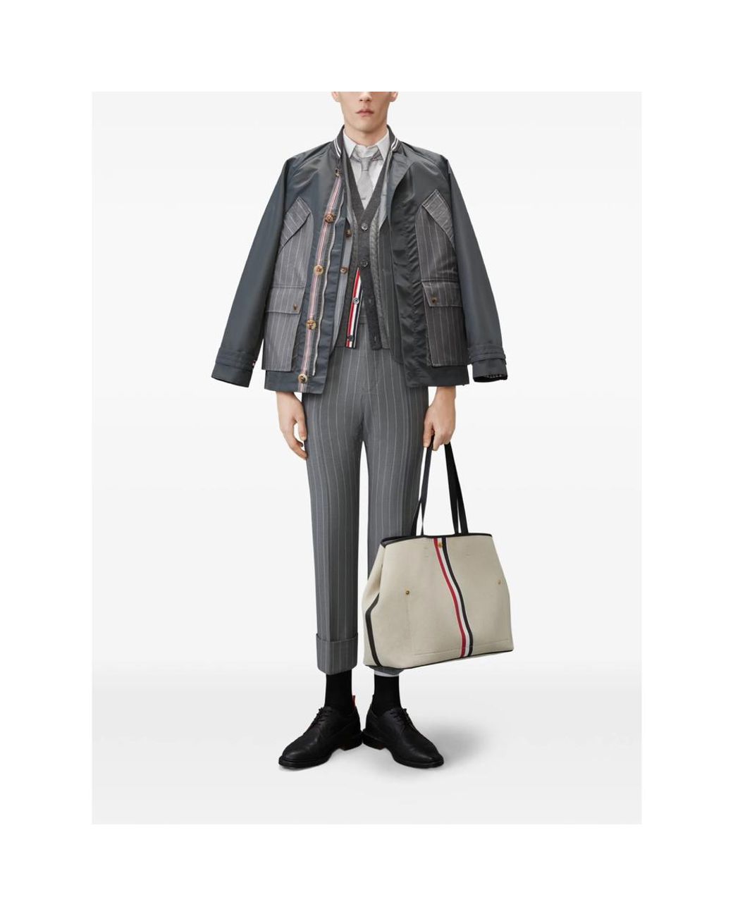 Thom Browne Gray Baby Cable Stitch 4-Bar Cardigan for men