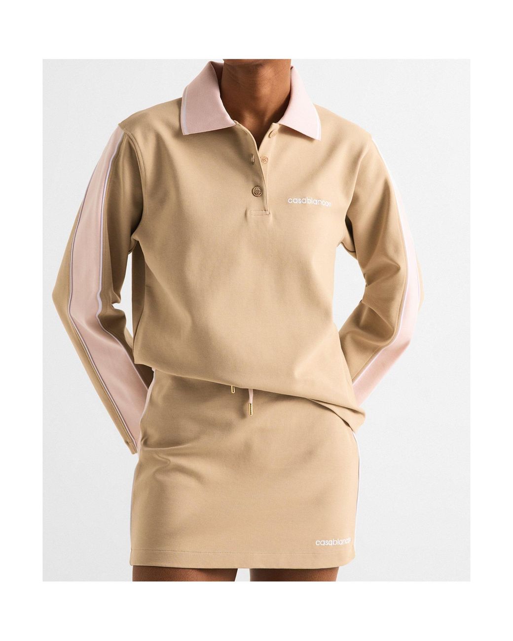 Casablanca Natural Long-Sleeve Polo Shirt