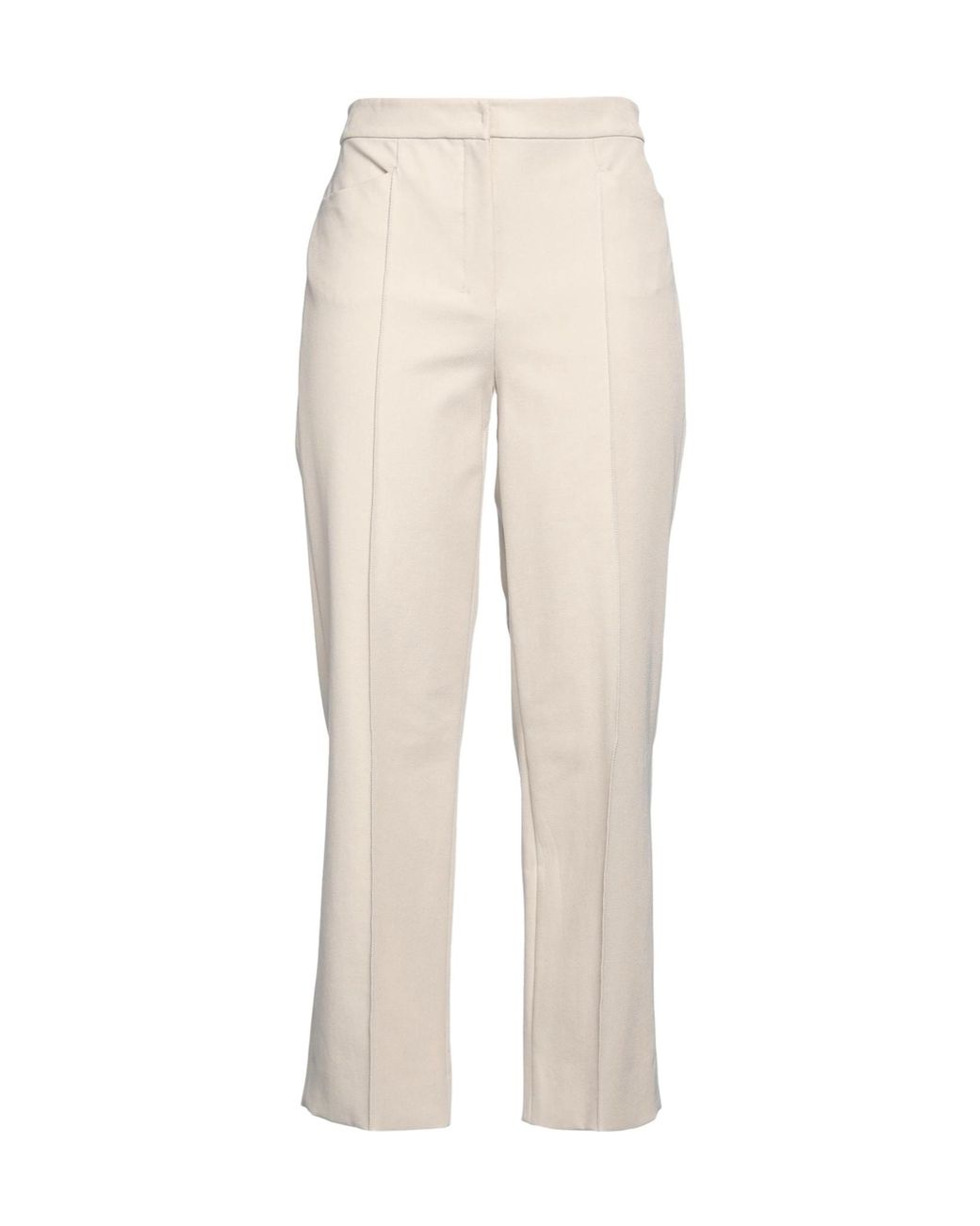 Max Mara White Solid-Color Straight-Leg Pants