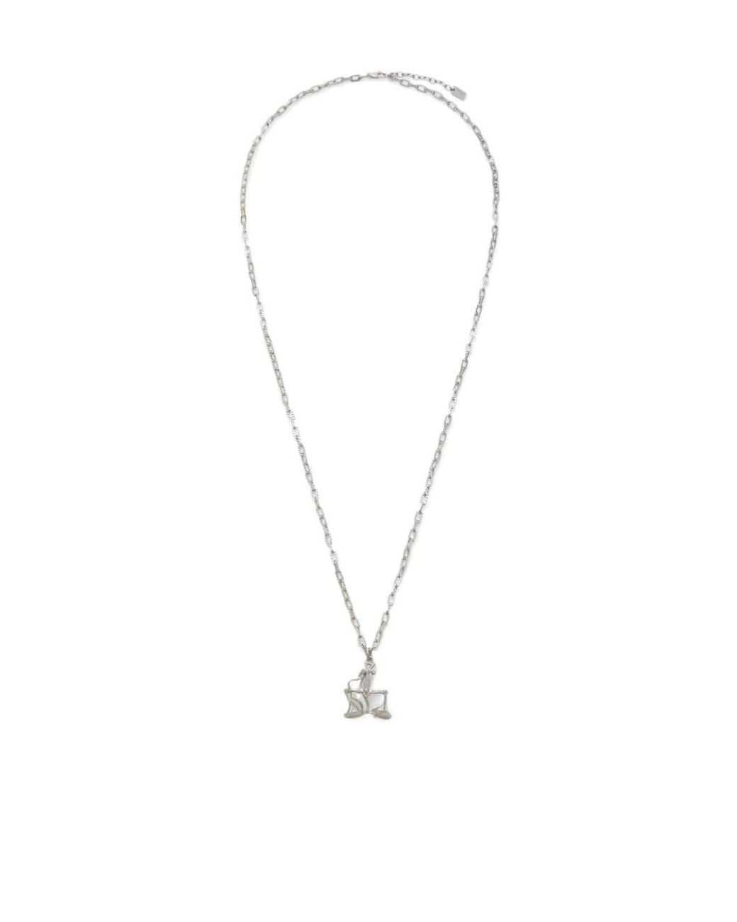 Fendi White Colored Metal Necklace